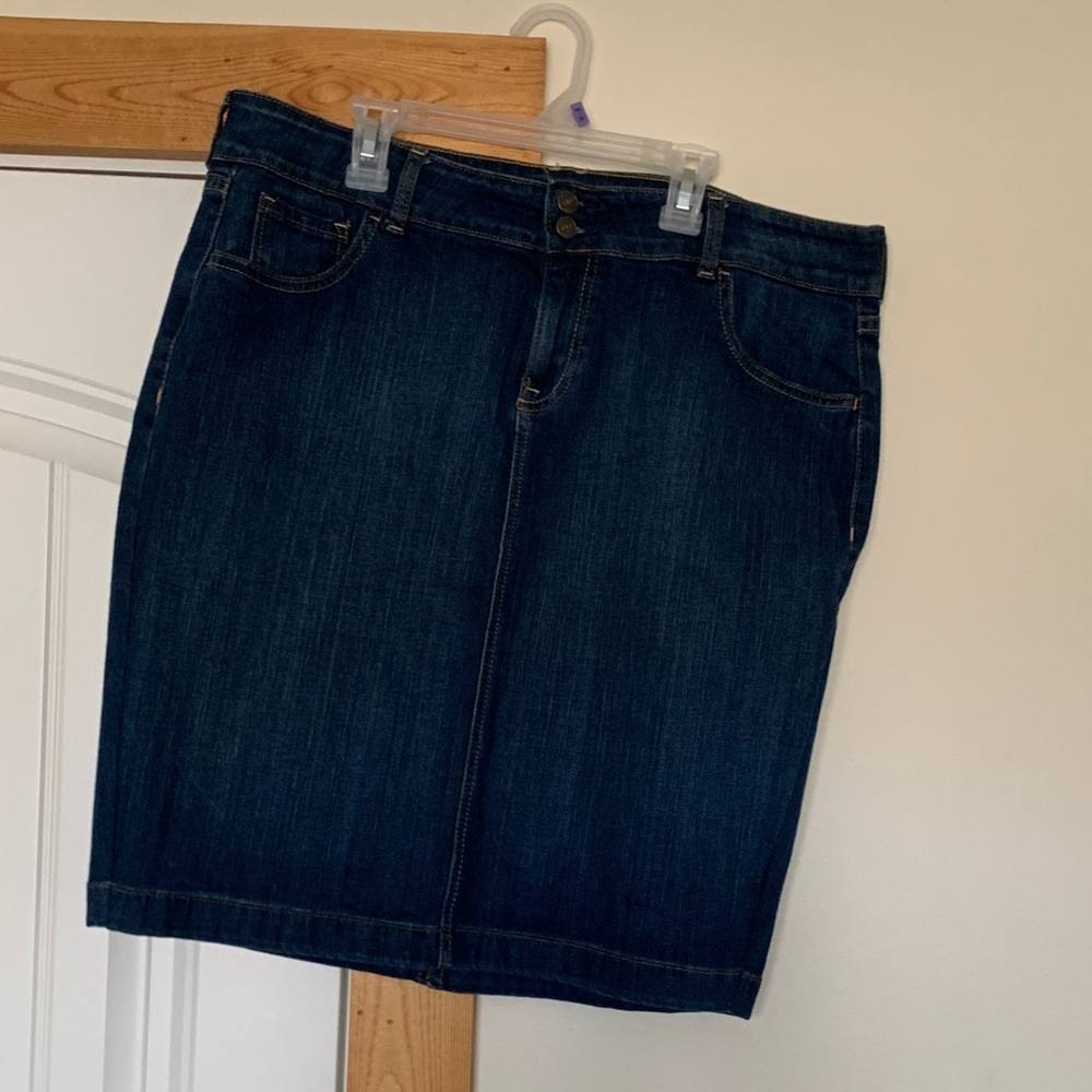 Old Navy Blue Stretch Denim Short Pencil Skirt